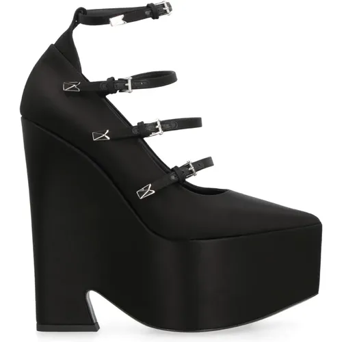 Satin Platform Pump , Damen, Größe: 36 EU - Versace - Modalova