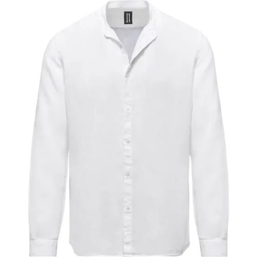 Linen Mandarin Collar Shirt , male, Sizes: M, 3XL, L, S, XL, 2XL - BomBoogie - Modalova