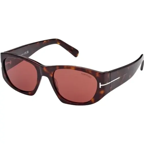 Cyrille-02 Dark Havana Bordeaux Sunglasses , female, Sizes: 53 MM - Tom Ford - Modalova