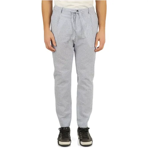 Seersucker Cotton Pants with Elastic Waist , male, Sizes: L, XL, M, XS, S - Daniele Alessandrini - Modalova