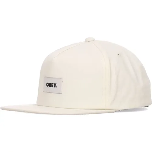 Flat Brim Strapback Cap Unbleached Cotton , male, Sizes: ONE SIZE - Obey - Modalova