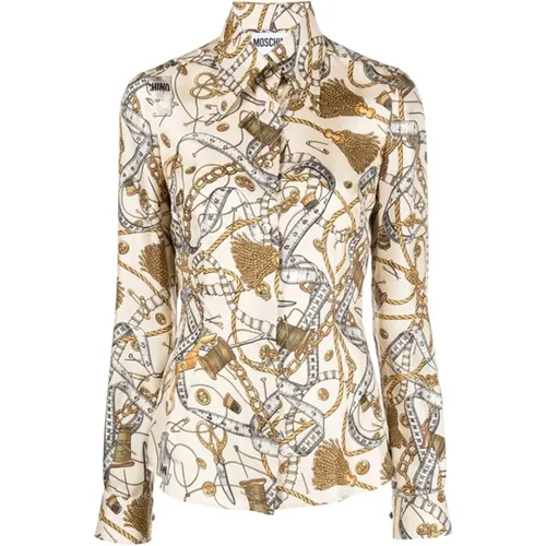 Seidenhemd mit Bridle-Print , Damen, Größe: M - Moschino - Modalova