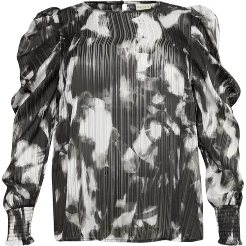 Blouses, female, , Size: 3XL Abstract Print Blouse Black/Grey Graphics - Kaffe Curve - Modalova