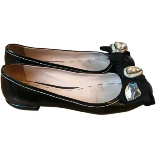 Pre-owned Leather flats , female, Sizes: 4 UK - Miu Miu Pre-owned - Modalova