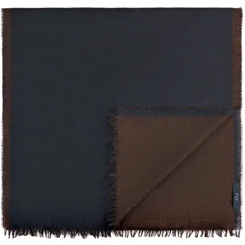 Scarves, male, , Size: ONE SIZE Double-Face Wool Silk Scarf - Fay - Modalova
