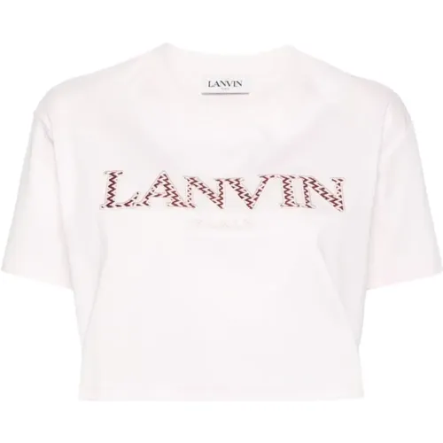 T-Shirts, Baumwoll-Cropped T-Shirt mit Besticktem Logo - Lanvin - Modalova