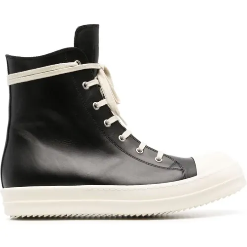 Leather Sneakers with Laces and Shark-tooth Soles , male, Sizes: 7 UK, 9 UK, 10 UK, 8 UK, 6 UK - Rick Owens - Modalova