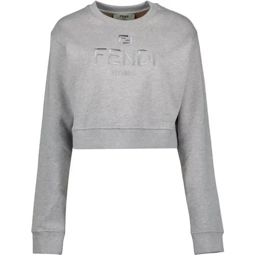 Sweatshirts, female, , Size: L Grey Cotton Sweatshirt Autumn-Winter Collection - Fendi - Modalova