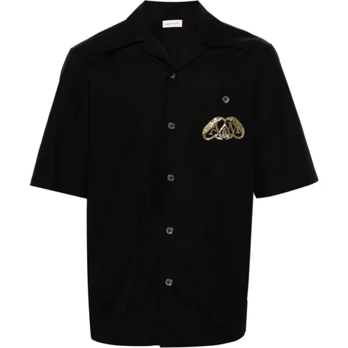 Schwarze Hemden mit halbem Siegel-Logo , Herren, Größe: L - alexander mcqueen - Modalova