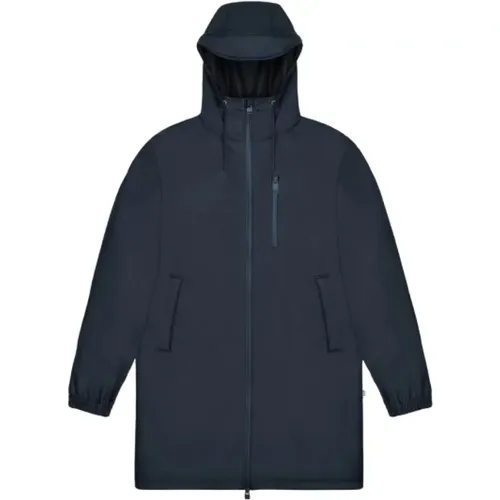 Rain Jackets, male, , Size: S Long Storm Breaker Navy Waterproof Jacket - Rains - Modalova