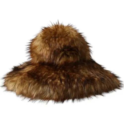 Faux Fur Bucket Hat , female, Sizes: ONE SIZE - Dolce & Gabbana - Modalova