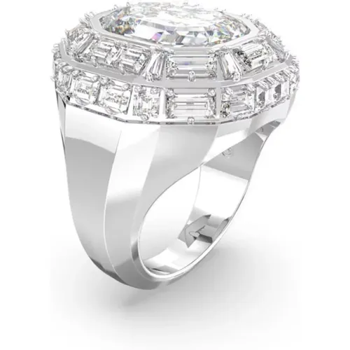 Rings, female, , Size: 60 MM Mesmera Cocktail Ring, Octagonal White Rhodium Plated - Swarovski - Modalova