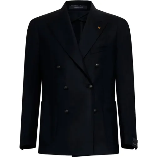 Double-Breasted Coats, male, , Size: XL Double-Breasted Wool Blazer - Tagliatore - Modalova