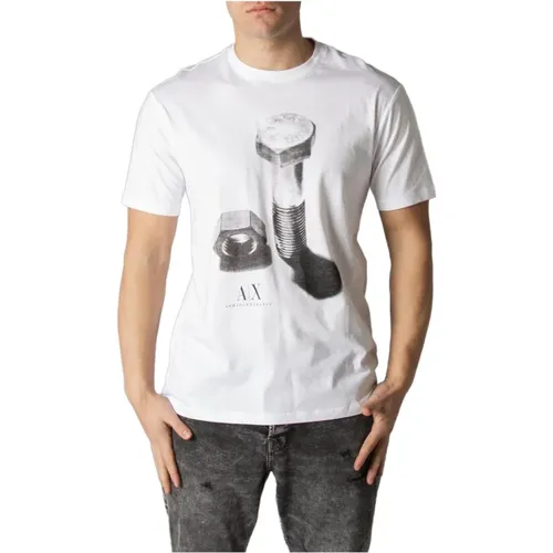 Bedrucktes Langarm-T-Shirt mit Reißverschluss und Knopf , Herren, Größe: XS - Armani Exchange - Modalova