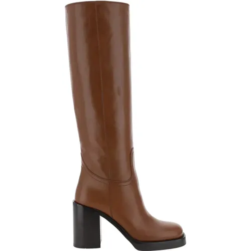 Leather Boots for Women , female, Sizes: 7 UK, 5 UK, 6 UK, 4 UK - Prada - Modalova