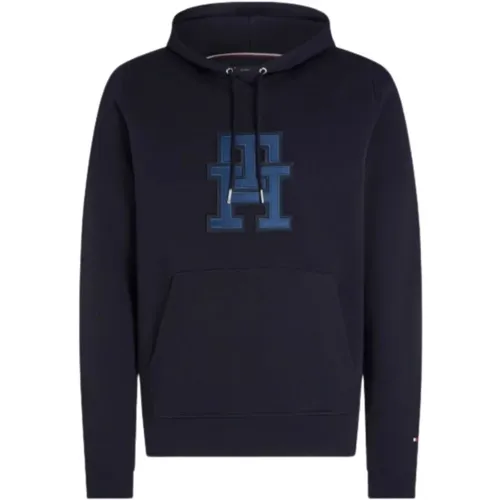 Hoodies, male, , Size: S Monogram Applique Hoody for Men - Tommy Hilfiger - Modalova