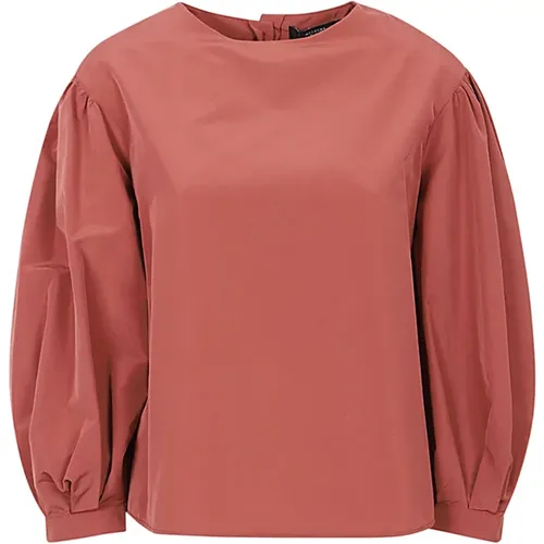 Puffed Sleeve Cotton Blend Shirt , female, Sizes: 2XS, 3XS, 4XS - Max Mara Weekend - Modalova