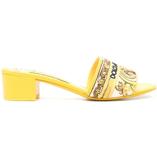 Embroidered Majolica Sandals , female, Sizes: 3 UK, 8 UK, 5 UK - Dolce & Gabbana - Modalova