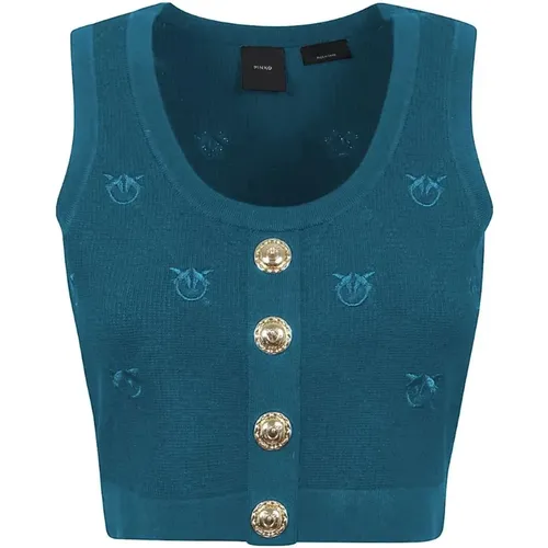 Sleeveless Top with Gold Buttons , female, Sizes: L, M, XS, S - pinko - Modalova