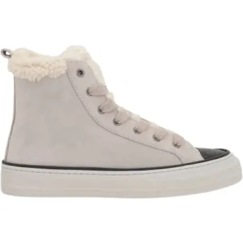 High-Top Wildleder Sneakers mit Nickel-freier Dekoration - BRUNELLO CUCINELLI - Modalova