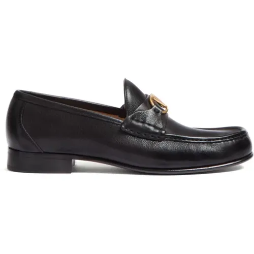 Leather VLogo Flat Shoes , male, Sizes: 8 UK, 7 UK, 9 UK, 7 1/2 UK, 10 UK, 9 1/2 UK, 6 UK, 8 1/2 UK - Valentino Garavani - Modalova