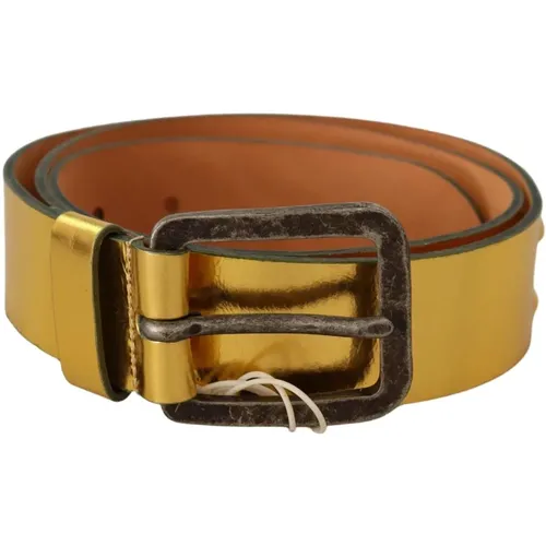 Belts, male, , Size: 100 CM Rustic Silver Buckle Genuine Leather Belt - John Galliano - Modalova