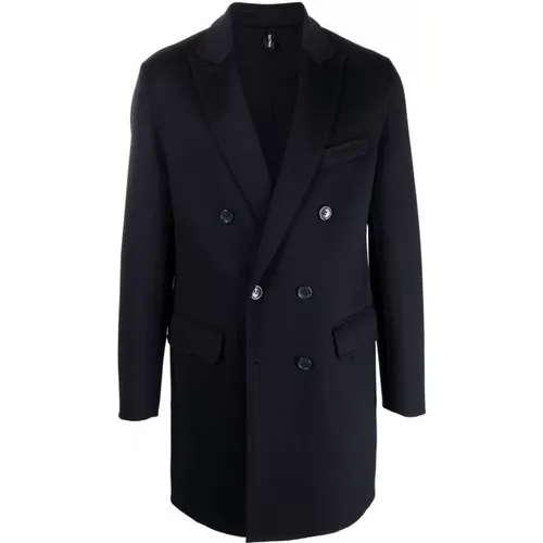 Navy Double Breasted Coat , male, Sizes: 3XL, 2XL - Paltò - Modalova