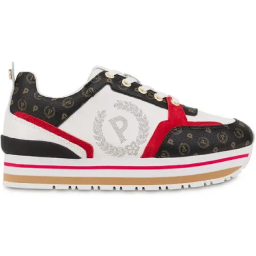 Heritage Nero Leder Sneakers mit Crosta und PVC Details - Größe 41 , Damen, Größe: 41 EU - Pollini - Modalova