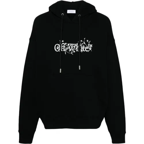 Hoodies, male, , Size: L Cotton Logo Print Hoodie - Off White - Modalova