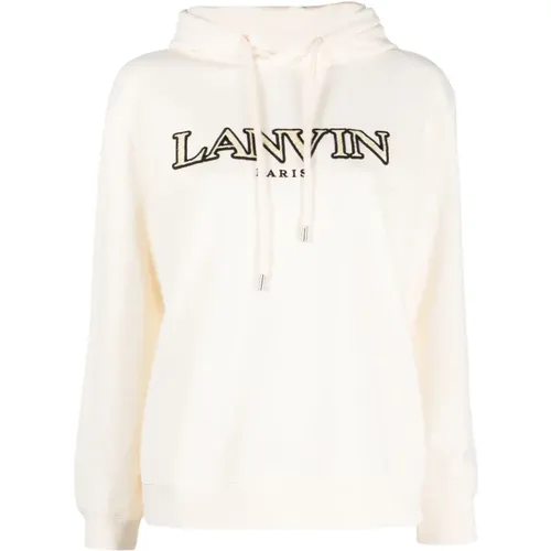 Hoodies, female, , Size: XS Embroidered Logo Cotton Hoodie - Lanvin - Modalova