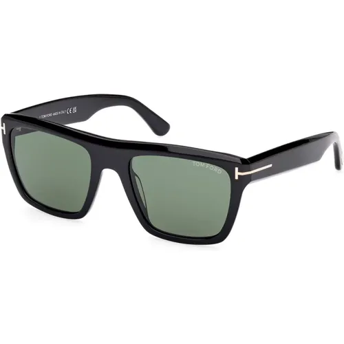 Klassische Quadratische Sonnenbrille Grüne Gläser , unisex, Größe: 55 MM - Tom Ford - Modalova