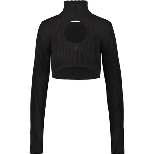 Circle Mockneck Rib Knit Turtleneck , female, Sizes: M, S - Courrèges - Modalova