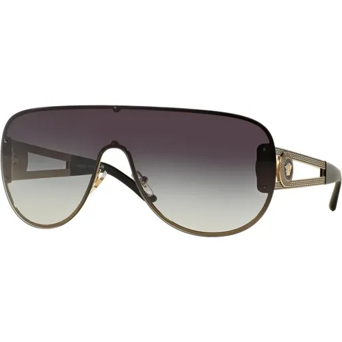 Pale Gold/Grey Shaded Sunglasses , female, Sizes: 41 MM - Versace - Modalova