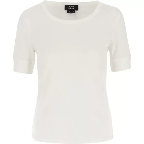 Baumwoll-Crew-Neck T-Shirt Weiß , Damen, Größe: M - A.p.c. - Modalova