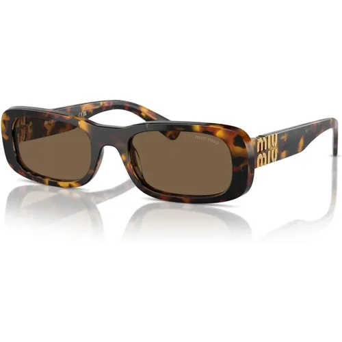 Havana Sunglasses with Dark Lenses , female, Sizes: 53 MM - Miu Miu - Modalova