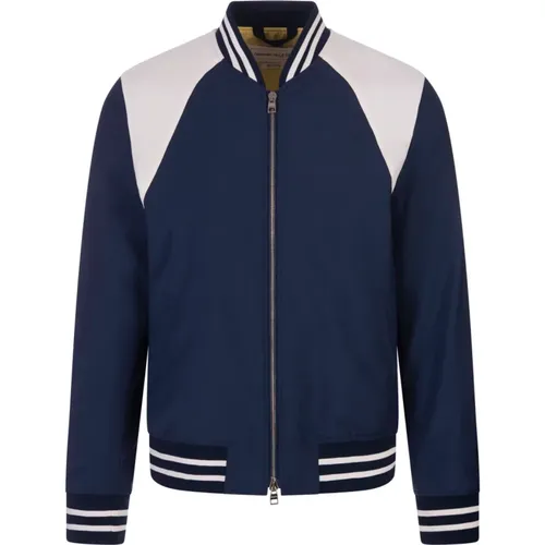 Blue Varsity Bomber Jacket , male, Sizes: L, M - alexander mcqueen - Modalova