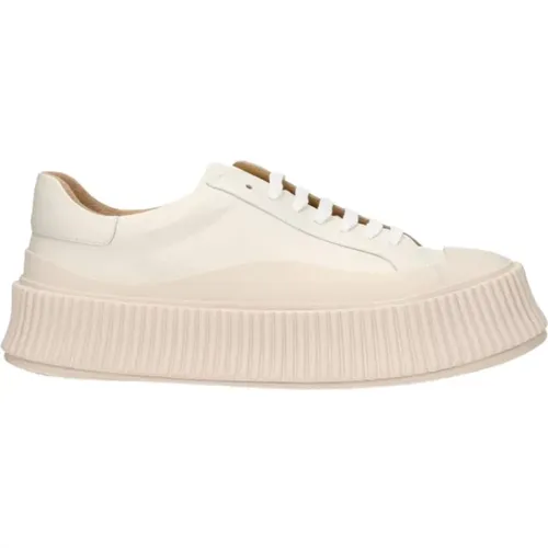 Sneakers, male, , Size: 7 US Leather Lace-Up Aged Sneakers - Jil Sander - Modalova