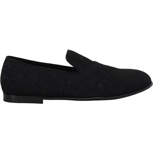 Loafers, male, , Size: 6 US Floral Jacquard Slippers Loafers Shoes - Dolce & Gabbana - Modalova