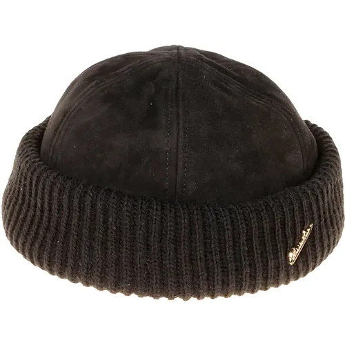 Beanies, male, , Size: S Rounded Knit Beanie with Quilted Lining - Borsalino - Modalova