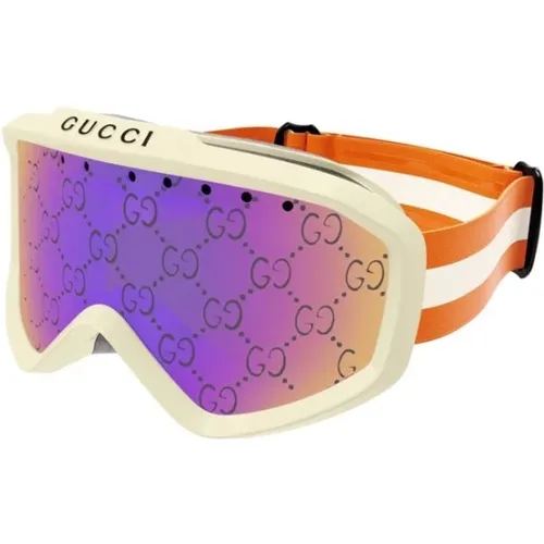Stylish Ivory Ski Goggles with Pink Lenses , unisex, Sizes: ONE SIZE - Gucci - Modalova