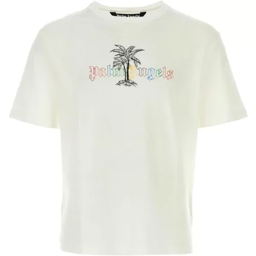 Premium Weißes Baumwoll-T-Shirt , Herren, Größe: M - Palm Angels - Modalova