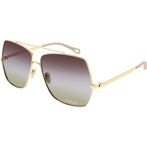 Gold/Grün Verlauf Sonnenbrille , Damen, Größe: 62 MM - Chloé - Modalova