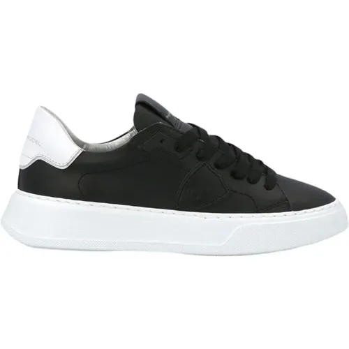 Schwarze Temple Sneakers mit Weißer Sohle , Damen, Größe: 35 EU - Philippe Model - Modalova