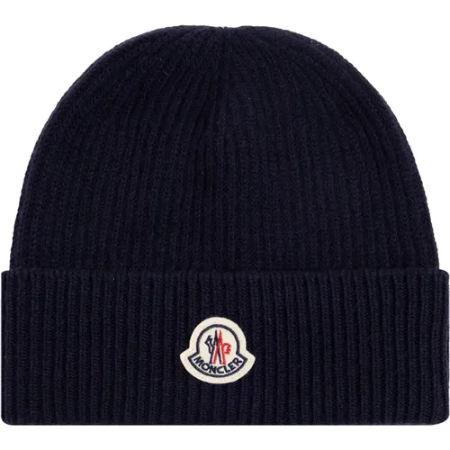 Beanie with logo , female, Sizes: ONE SIZE - Moncler - Modalova