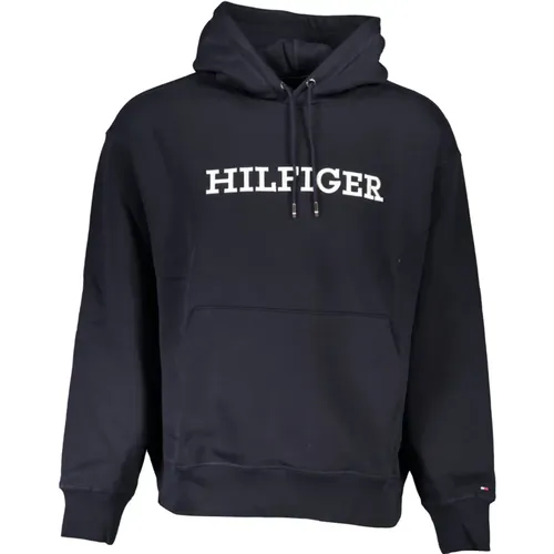 Blaue Kapuzenpullover mit Stickerei , Herren, Größe: XL - Tommy Hilfiger - Modalova