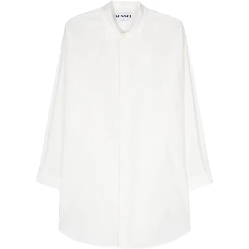 Weiße Baumwoll-Oversized-Hemd , Damen, Größe: S - Sunnei - Modalova