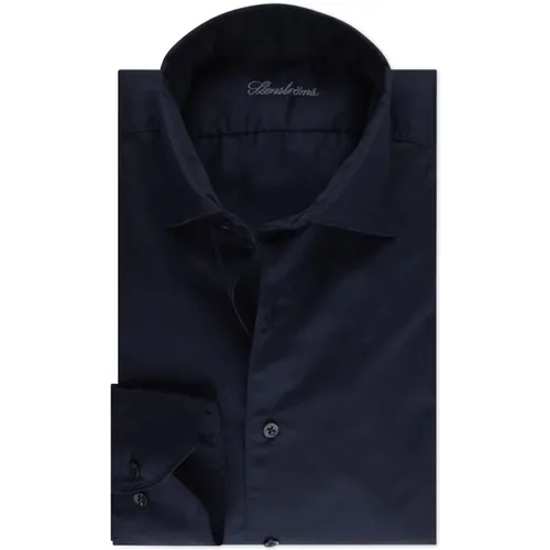 Slimline Navy Twill Casual Shirt , male, Sizes: M, 2XL, XL - Stenströms - Modalova