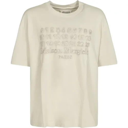 T-Shirts, male, , Size: L T-shirt with Embroidered Logo - Maison Margiela - Modalova