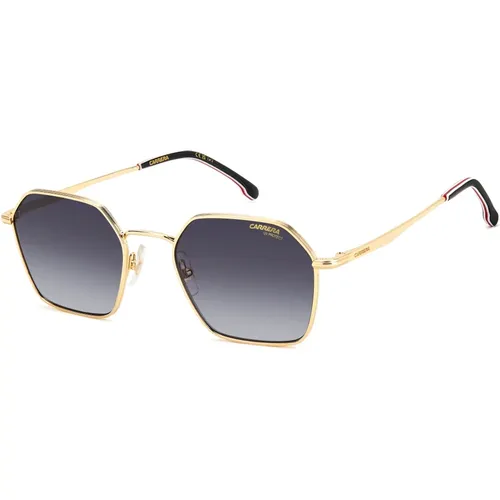 Sunglasses, male, , Size: 53 MM Gold/Dark Grey Shaded Sunglasses - Carrera - Modalova