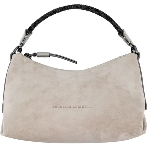 Contemporary Suede Leather Bag , female, Sizes: ONE SIZE - BRUNELLO CUCINELLI - Modalova